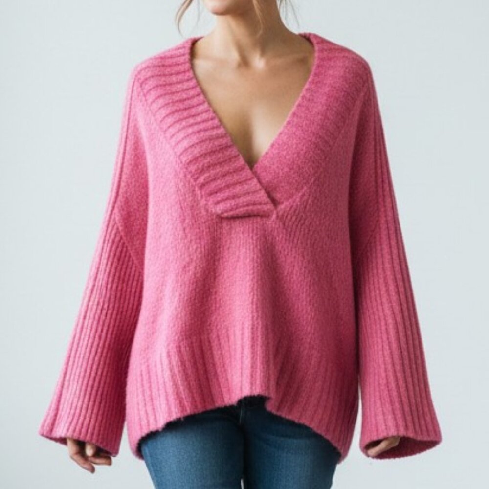 Logg H&M Sweater Womens Medium Pink Chunky Oversized Cozy Knit Layering Warm
